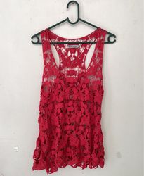 Agatha Ruiz de la Prada Red Lace Tank Top