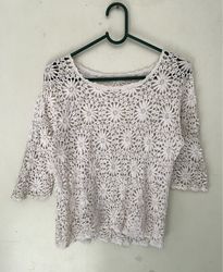 White Crochet Floral Top
