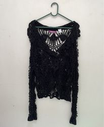 Taillissime La Redoute Creation Black Crochet Swea..