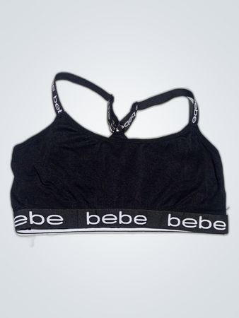 Bebe Black Logo Sports Bra