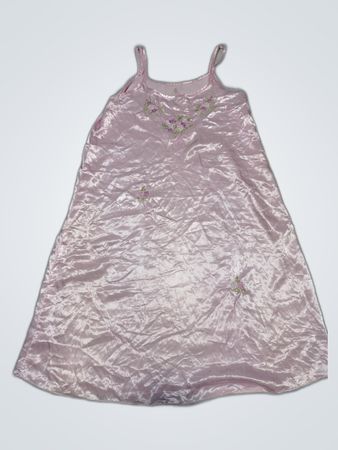 Pink Satin Embroidered Slip Dress