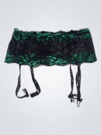 Avid Love Black Green Lace Garter Belt