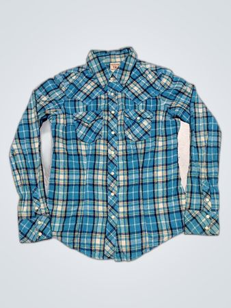 True Religion Blue Plaid Flannel Shirt