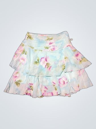 Mina Du Du Floral Ruffle Mini Skirt
