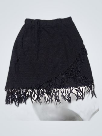 SHEIN Black Fringed Mini Skirt