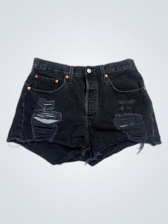 Levi's Black Distressed Denim Shorts