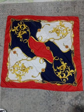 Ornate Red and Gold Patterned Scarf