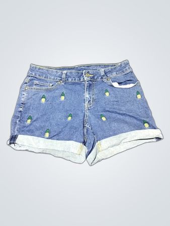 Faded Glory Pineapple Embroidered Denim Shorts