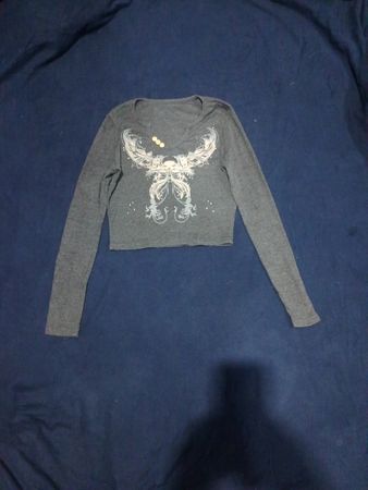 Gray Long Sleeve Top
