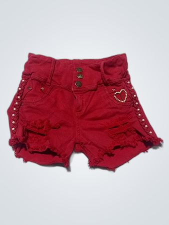 Red Embellished Shorts