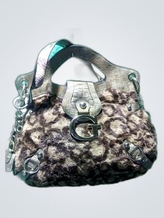 Guess Leopard Print Faux Fur Shoulder Bag