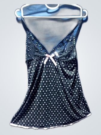 H&M Black Lace Trim Camisole with Heart Print