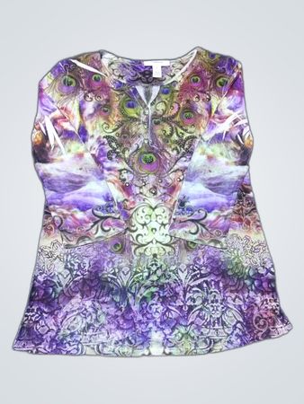 Purple Peacock Print Blouse