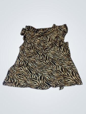 Funny Leish Zebra Print Ruffled Blouse