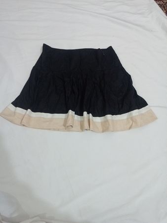bebe Black Skirt with White and Beige Trim