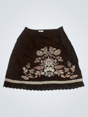 Brown Embroidered Skirt