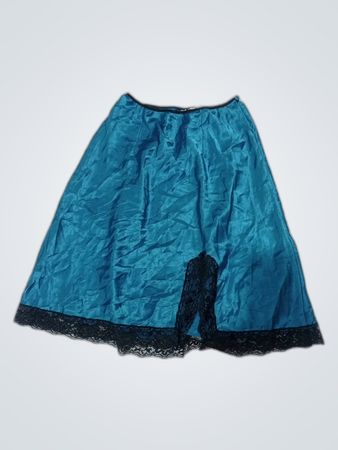 Victoria's Secret Blue Satin Skirt with Lace Trim