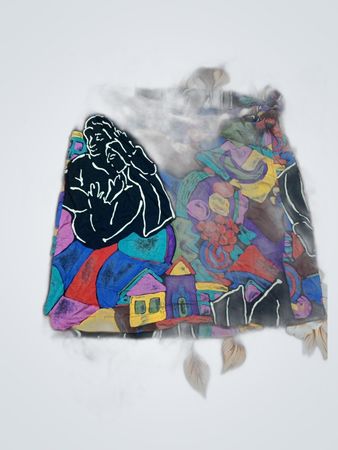 Judith Michaels Abstract Print Wrap Skirt