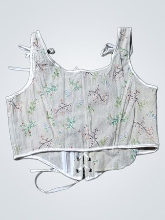 Floral Linen Corset Top