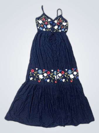 Forever 21 Embroidered Navy Maxi Dress