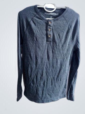 Aeropostale Gray Long Sleeve Henley Shirt