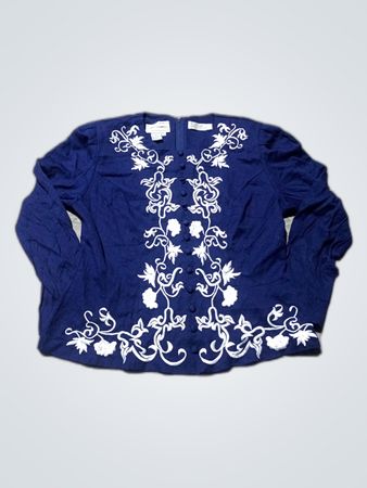 Karin Stevens Blue Embroidered Shirt