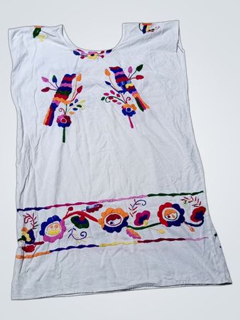 Embroidered White Sleeveless Dress