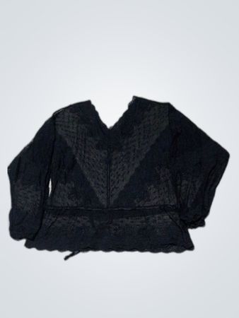 Unbranded Black Lace V-Neck Blouse