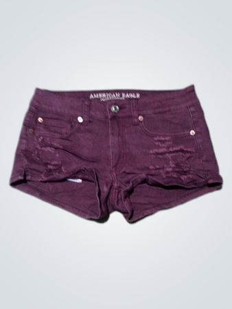 American Eagle Distressed Purple Denim Shorts