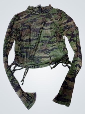 Forever 21 Camo Mesh Long Sleeve Top