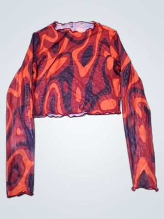 Blouse with Orange and Purple Pattern