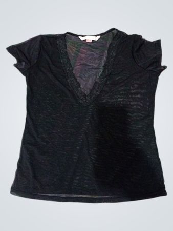 Victoria's Secret Black Mesh V-Neck Top