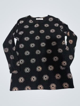 Amanda Black Daisy Embroidered Long Sleeve Top