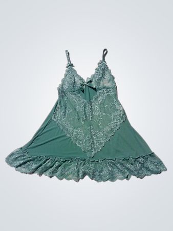Teal Lace Trim Slip Dress