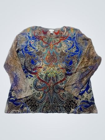 Chico's Paisley Print Long Sleeve Top