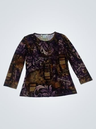 NY CARD Collection Purple and Brown Patterned Top