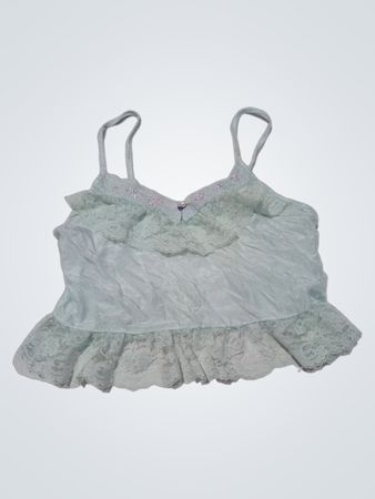 BETTY MICHAELS Light Blue Lace Trim Camisole