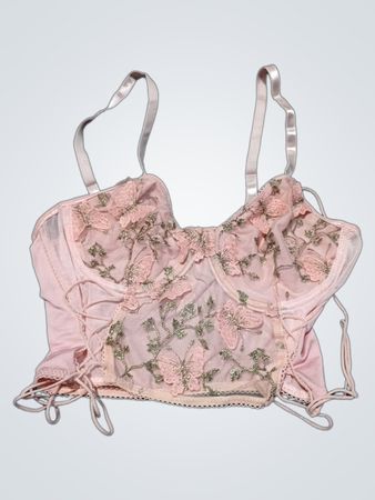 Pink Lace Trimmed Corset Top