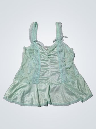 Green Lace-Trimmed Silk Camisole