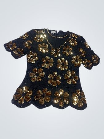 Stemay Black Embellished Silk Top