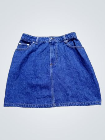 Blue Denim Skirt with Deer Pocket
