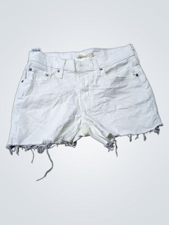 Levi's White Denim Mid Length Shorts