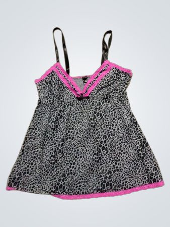 Leopard Print Babydoll with Pink Trim