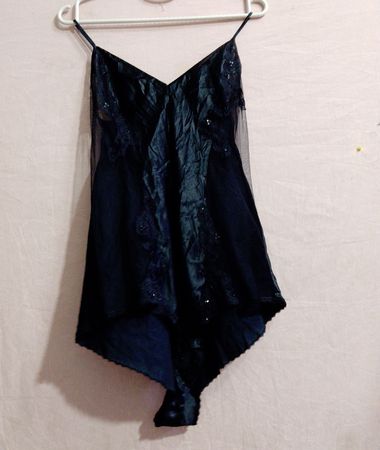 Victoria's Secret Black Lace Trim Slip Dress