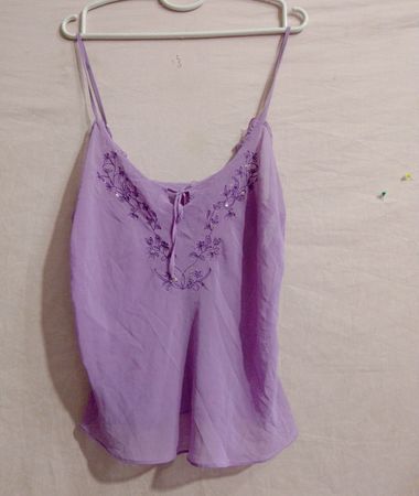 Lavender Cami Top with Floral Embroidery
