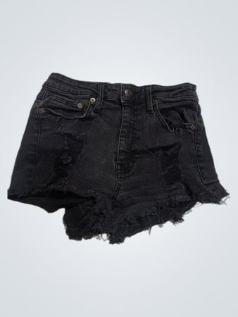 AERO Denim Ripped High Rise Shorty Shorts