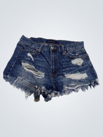 Aeropostale Denim Distressed High Rise Shorty Shorts