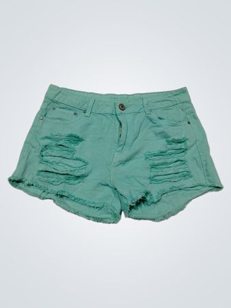 Minzgrüne zerrissene Denim-Shorts