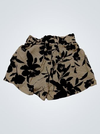 Beige Floral Print Shorts
