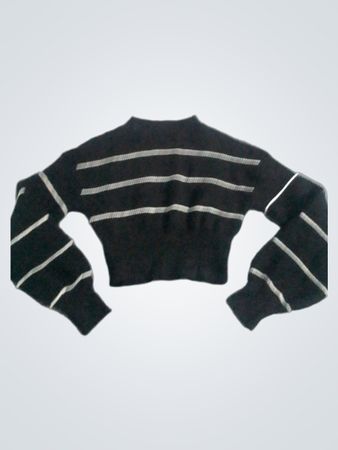 Altar'd State Schwarz Gestreifter Gekürzter Pullover